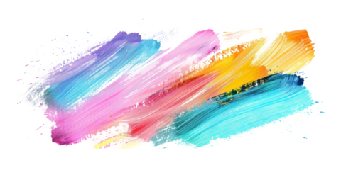 bright wavy colorful brush strokes isolated on white background
