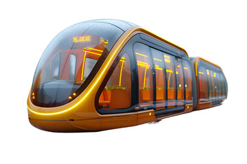 A 3D animated cartoon render of passengers boarding a tram. - obrazy, fototapety, plakaty