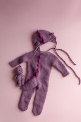suit for a newborn baby. bodysuit for the first month of a child's life, small size. dragon costume, hand knitting, handmade