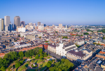 Fototapeta na wymiar Aerial view of French Quarter, New Orleans