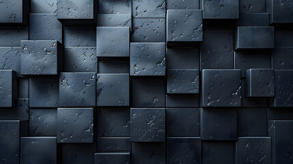 Detailed close-up of dark blue tiles with a 3D effect and water droplets adding a realistic touch