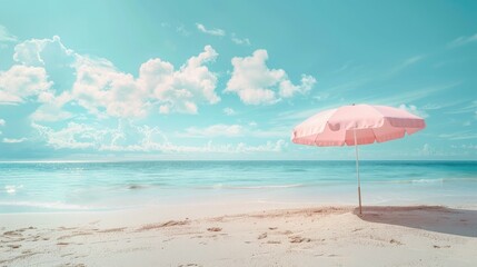 Empty beach and sky background in summer with copy space. Travel and vacation concept. Template for...
