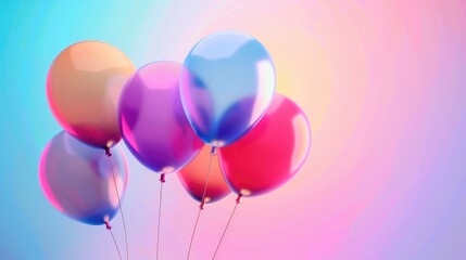 Set of colorful balloons with empty space for text. Realistic background for birthday, anniversary, wedding, holiday congratulation banners. Festive template for social media