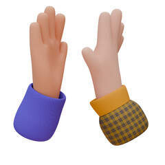 3D illustration of a high five. Communication and teamwork concept. Icon design for web or app.