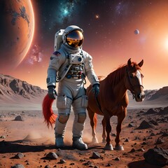 An astronaut riding a horse