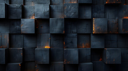 Wall of textured cubes rendered in monochrome, depicting a modern and stylized pattern effect