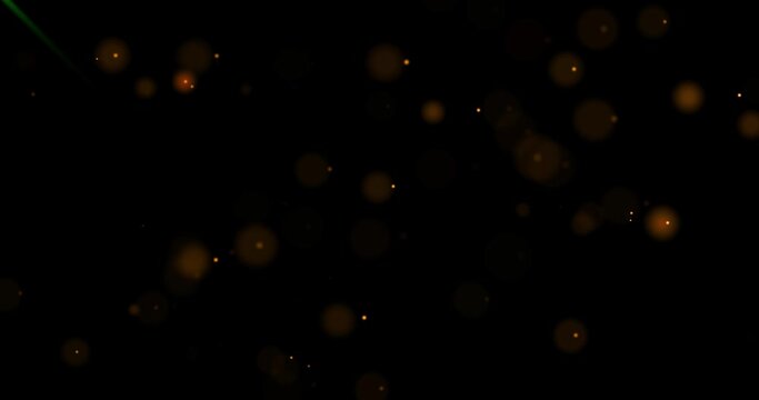 Randoom flay gold gliter effect smooth motion on black background. 4k animation footage