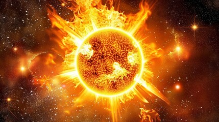 Fototapeta premium Dazzling solar flares spectacular eruptions from the sun s dynamic and captivating surface