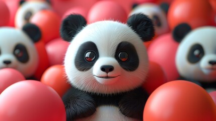 toy panda with eggs
