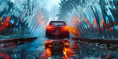 Neural network creates art with manual car wash pressure water outdoors. Concept Art, Neural Networks, Car Wash, Pressure Water, Outdoors