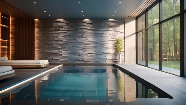 An indoor oasis: a luxurious swimming pool nestled inside a stunning house