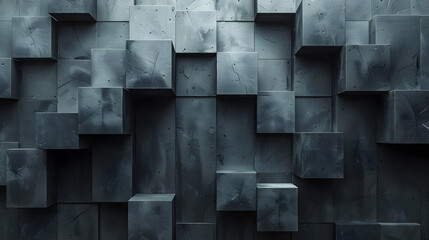 This image presents a symmetric arrangement of blue textured cubes, giving a sense of order and coolness