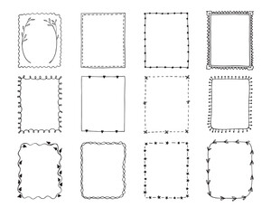 Set of hand-drawn vector frames. Isolated on white background.