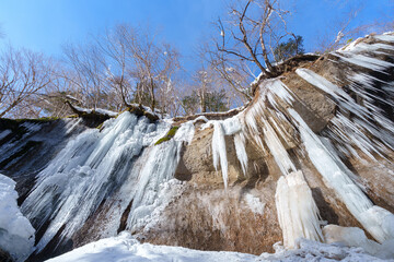 七条大滝　北海道の冬の絶景　自然の芸術の氷瀑