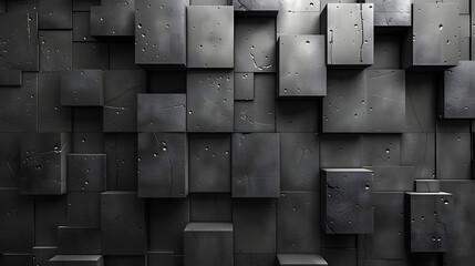 This image features a monochromatic pattern of cubic shapes arranged like a structured wall with subtle lighting