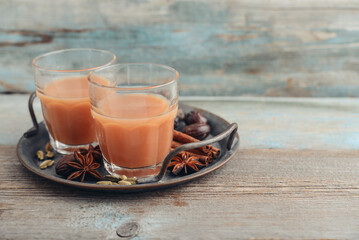 Traditional indian drink - masala tea - 764037190