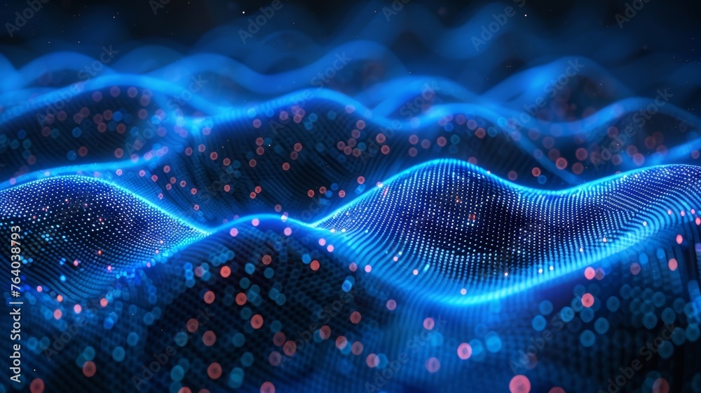Poster the digital network system features cyber quantum computing, artificial neural connections, and a dy