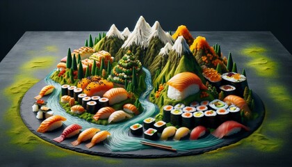 Sushi Miniature Landscape: A Creative Culinary Artwork