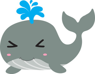 cute whale cartoon, sea animal