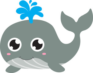 cute whale cartoon, sea animal