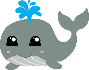 cute whale cartoon, sea animal