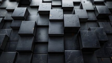 Close-up image highlighting reflective black cubes with a dewy surface that creates a tactile abstract pattern