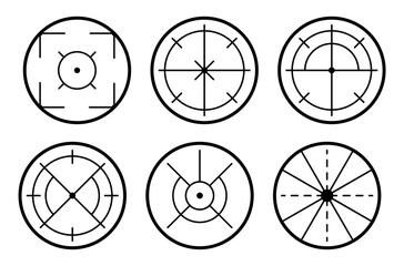 Aim and aim to the bullseye signs symbol. Creative vector illustration of crosshair icon set isolated on transparent background. Art design. Vector illustration