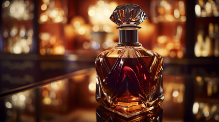 Fototapeta na wymiar Beautiful bottle of perfume, luxury life 