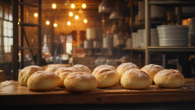 Crafted buns in a small bakery, a prime example of a private business's culinary art.