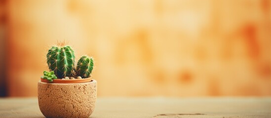 Capture a detailed image of a petite cactus plant nestled in a decorative pot