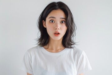 驚く日本人女性のアップ写真（驚愕・びっくり・愕然・衝撃）