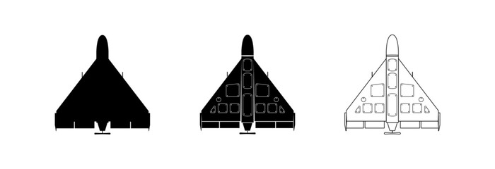 War drone Shahed. Iranian Drone kamikaze. Vector icon.