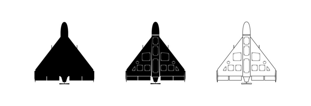 War drone Shahed. Iranian Drone kamikaze. Vector icon.