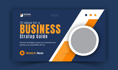 Corporate business YouTube video thumbnail and professional web banner design template, vibrant yellow and blue with dynamic color thumbnails on live streams for video promotion