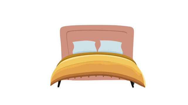 illustrazione di grande letto con morbidi cuscini e soffice piumone