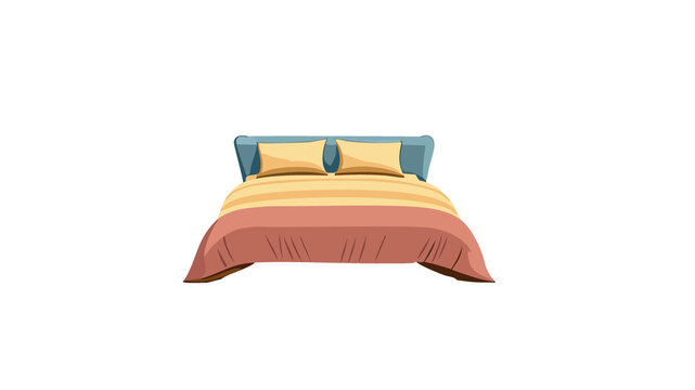 illustrazione di grande letto con morbidi cuscini e soffice piumone
