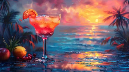 Fotobehang Colorful illustration of cocktails © Max