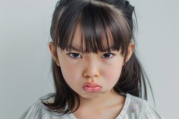 怒っている日本人の女の子のアップ写真（決意・睨む・悔しさ・いじめ・許せない） - obrazy, fototapety, plakaty