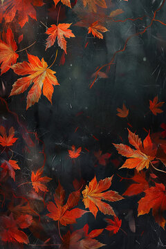 Beautiful autumn maple leaves around the frame