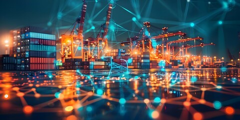 Visualizing the Future of Digital Networks in Transportation Logistics and Distribution Systems. Concept Digital Transformation, Transportation Technology, Logistics Innovation, Distribution Systems