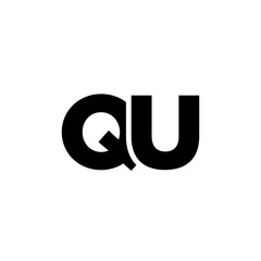 Obraz premium Letter Q and U, QU logo design template. Minimal monogram initial based logotype.