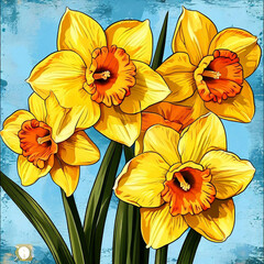  Spring  composition of daffodil flowers 