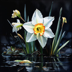  Spring  composition of daffodil flowers  - 764048376