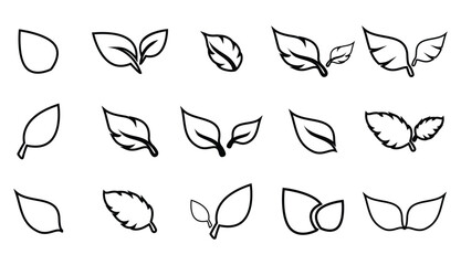 leaf line icon set Vector illustration. - obrazy, fototapety, plakaty