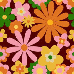 Fototapeta na wymiar beautiful flower floral retro seamless repeat pattern. This is a vintage flower daisy vector. Design for decorative, wallpaper, shirts, clothing, tablecloths, blankets, wrapping, textile, fabric