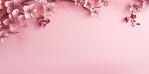 pink background with flowers for wedding invitations Generative AI - obrazy, fototapety, plakaty