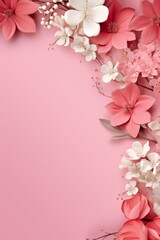 Fototapeta na wymiar pink background with flowers for wedding invitations Generative AI