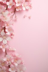 pink background with flowers for wedding invitations Generative AI