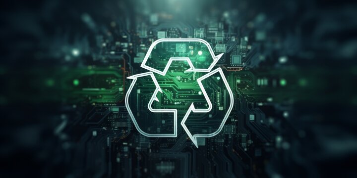 recycling symbol on green background Generative AI