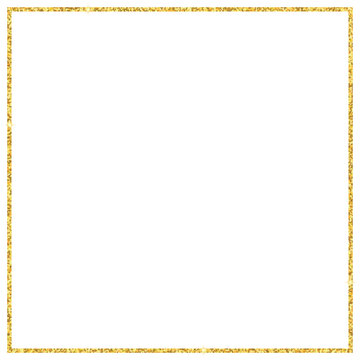 Square glitter gold frame border illustration for web, card, social post, cut out, isolated.